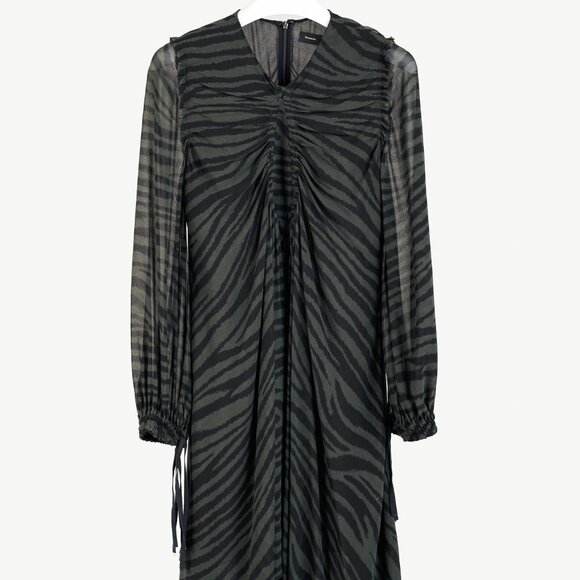 Proenza Schouler Green & Black Zebra Silk Long-Sleeve Dress - Picture 2 of 11